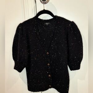 Rails Women's Black Cropped Speckled Sweater with Buttons